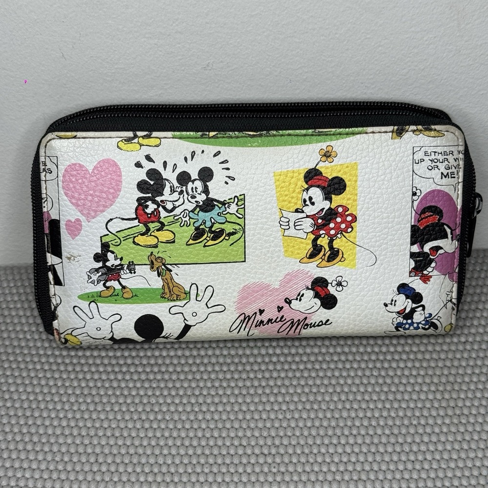 Disney Parks Mickey Minnie Mouse Wallet Card Holder Zip Organizer Carryall - Picture 2 of 5